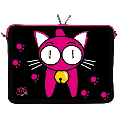 Obrázek KITTY TO GO LS133 10 Designer iPad pro 9,7 pouzdro z neoprenu vhodné až 10,5 palce (26,67 cm) Air ochranné taška Sleeve Case kočka černá růžová