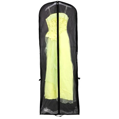 Obrázek HIMRY Prodyšný vak na šaty ochranný obal svatební šaty/večerní šaty/obleky/kabáty cca 180 cm zip dvě kapsy příslušenství černá, KXB1001 Black