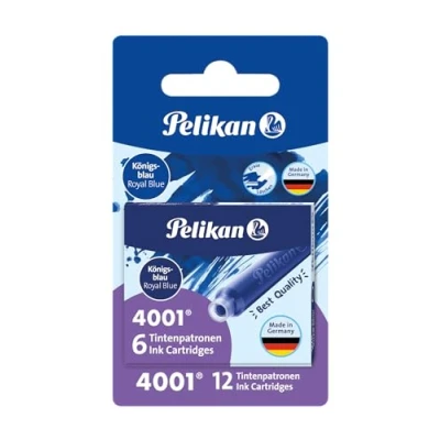 Obrázek Pelikan 330795 standardní inkoustové náplně 4001, 2 pouzdra, blistrové balení, královská modrá