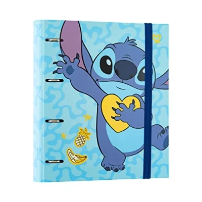 Obrázek Grupo Erik kroužkový pořadač A4 Premium Disney Stitch Tropical úzký 4 kroužky DIN školní příslušenství nebo kancelářské