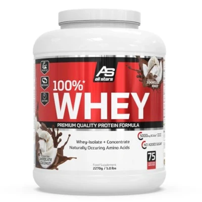 Obrázek All Stars 100% WHEY PROTEIN 2270 g I proteinový prášek s kořeněným koncentrátem a izolátem lahodný nízkým obsahem tuku kvalitní krémový koktejl