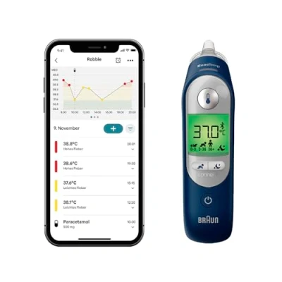 Obrázek Braun Teploměr do uší ThermoScan® 7+ connect kompatibilní s aplikací Family Care™ Age Precision® technologie barevně kódovaný digitální displej vhodný pro děti a malé