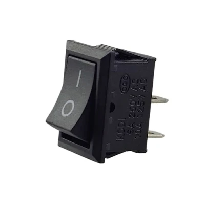 Obrázek kolébkový spínač, vypínač zařízení, mini spínač 250 V 6 A 125 10 AC, KCD1 (6 9 12 24 AC/DC) černý obdélníkový 19 x 13 mm, 2pólový ZAP/VYP