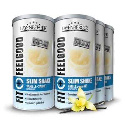 Obrázek Layenberger Fit+Feelgood Slim Shake Powder, náhrada jídla pro 72 porcí po 214 kcal (6x 396 g) vanilkový krém