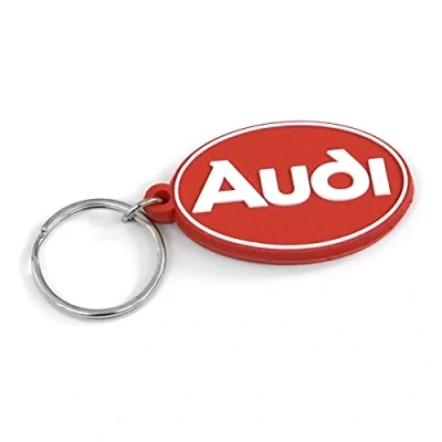 Obrázek Audi A16 2283 přívěsek na klíče logo švestka oválný klíčenka červená/bílá, červená, retro.