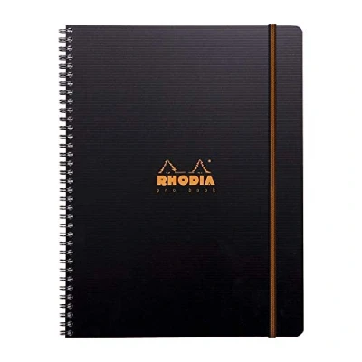 Obrázek Rhodia 119931C Pro Book poznámkový blok (s dvojitou spirálovou vazbou, 5 rejstřík, linkovaný s okrajem, možnost přemístění, DIN A4, 21 x 29,7 cm, 90 g, 80 listů) 1 kus černý