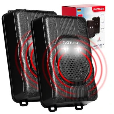 Obrázek PATTLER® Plašič kun do auta s bleskem flexibilní napájení 12V autobaterie, baterie AA nebo USB účinná ochrana proti kunám pro auto, zahradu, půdu 2 kusy
