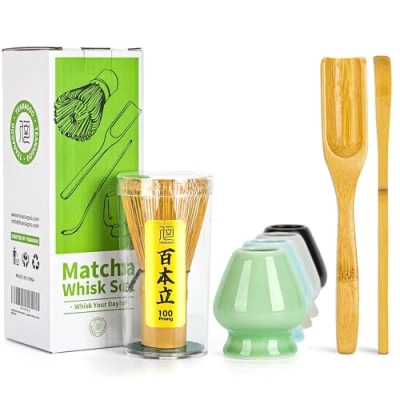Obrázek TEANAGOO MA 01 Japonské příslušenství pro obřad Matcha, metlička Matcha (zajíc), tradiční lopata (chashaku), čajová lžička, držák na šlehačku, perfektní sada přípravu..