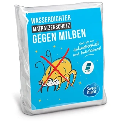 Obrázek SWEET NIGHT Matratzenschoner 160x200 cm Wasserdichte und Anti Staubmilben Matratzenauflage 100 % Baumwollvlies Leise atmungsaktiv