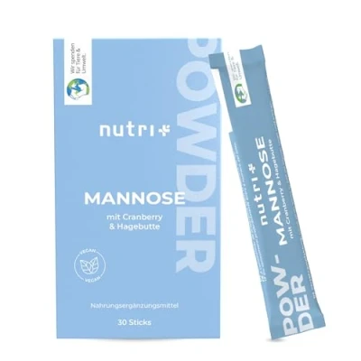 Obrázek Nutri + D manóza prášek s brusinkou, L methioninem a extraktem ze šípku čistě rostlinný se šípkovým práškem pro močový měchýř 30 sáčků
