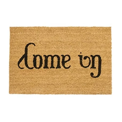 Obrázek Relaxdays Kokos Spruch Come IN/GO Away 40 x 60 Kokosmatte mit Rutschfester PVC Unterlage Fußmatte, Stoff, Natur, 1.5 cm