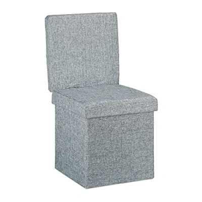 Obrázek Relaxdays Skládací stolička s opěradlem (v x š h) 73 38 cm, stabilní sedací kostka praktickou podnožkou jako a lavice, lněná úložný box víko na snímání, šedá