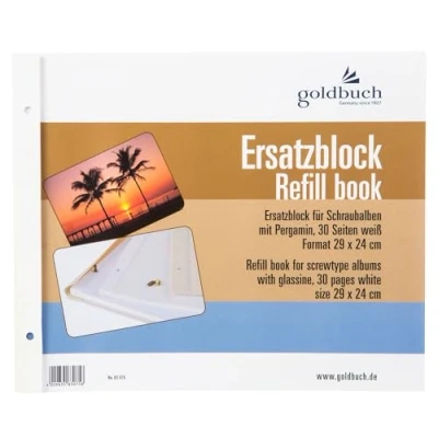Obrázek goldbuch 83075 náhradní blok pro šroubovací album, 30 bílých stran s oddělovači pergamenu, vhodné fotoalbum o velikosti x 25 cm, balení fotoalba