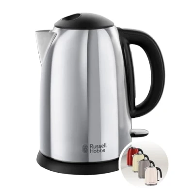 Obrázek Russell Hobbs Rychlovarná konvice [1,7 l, 2400 W] Victory nerezová ocel leštěná (funkce rychlého vaření, vyjímatelný filtr vodního kamene, optimalizované výtokové hubice, vyjímatelné značení plnění)