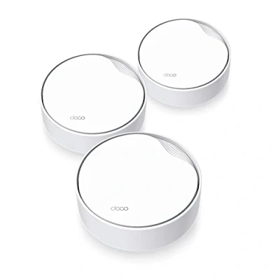 Obrázek TP Link Sada Wi Fi 6 Mesh WLAN od Deco X50 PoE (3 balení ), AX3000 dvoupásmový router a opakovač (podporuje DC napájení, port 2,5 Gbps, dosah až 600 m², WPA3, ideální pro velké domy), bílá