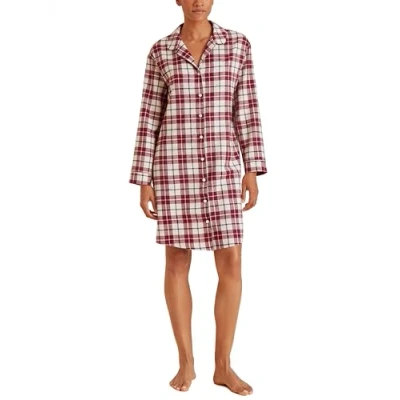 Obrázek CALIDA Holiday Dreams noční košile dámská, délka 95 cm, flanel, Rio Red