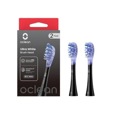 Obrázek Oclean hlavice kartáčku Ultra White, 2 kusy, silná čisticí síla s lešticím kroužkem, měkká gumová náhradní čističem jazyka pro elektrický zubní kartáček