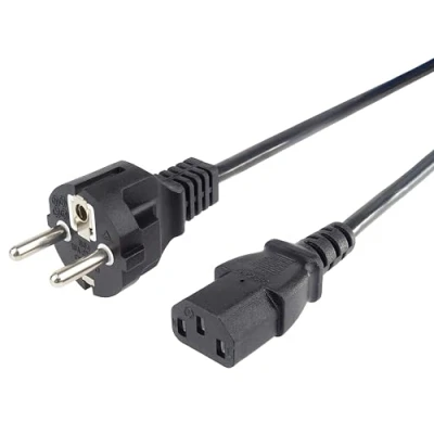 Obrázek PremiumCord kpsp2r síťový kabel 230 V 2 m, napájecí s ochranným kontaktem na zdířce pro studená zařízení C13, IEC 320, PC 3 póly, barva černá