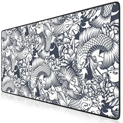 Obrázek CSL Computer Titanwolf XXL Speed Gaming podložka pod myš černá 900 x 400 mm na stůl Large Size zlepšuje přesnost a rychlost koi design