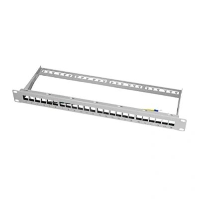 Obrázek LogiLink NK4041 Keystone Patchpanel/distribuční pole pro 24 zásuvek, stíněné, 1 HE (výšková jednotka) světle šedá