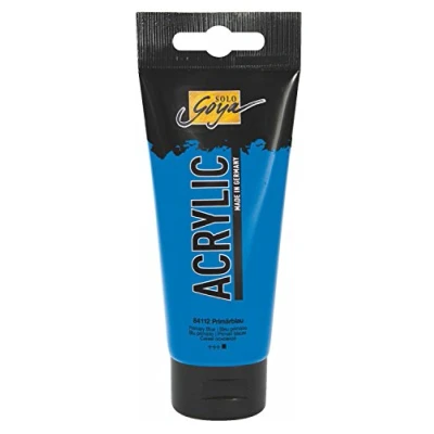 Obrázek KREUL 84112 Solo Goya Acrylic, 100ml tuba v primární modré, krémově mnohostranně použitelná akrylová barva ve studijní kvalitě, na bázi vody, rychle a matně schnoucí, dobře krycí, vodotěsná