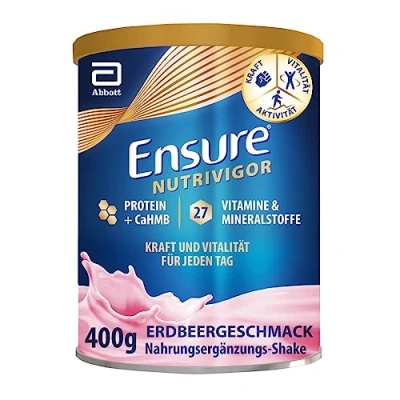 Obrázek Ensure NutriVigor jahoda doplněk stravy v prášku s proteiny bez lepku a laktózy 400 g