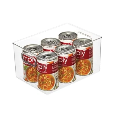 Obrázek iDesign boîte de rangement à poignée, bac plastique extra grand pour le placard ou frigo, alimentaire sans couvercle, transparent, průhledný