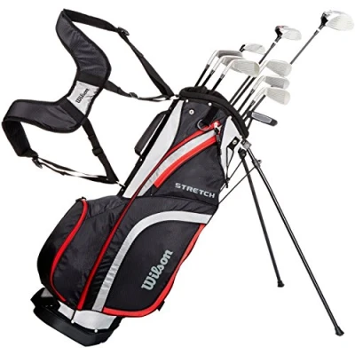 Obrázek Wilson Začáteční rAmazon Exclusive kompletní sada, 10 o 1 palec prodloužené golfové hole s Carrybag, pánské, pravák, Stretch XL, černá/šedá/červená, WGG157552