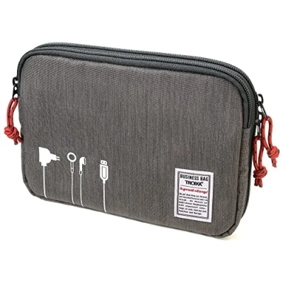 Obrázek Troika Business Tech Pouch 2 Kabelová taška na elektronické příslušenství z polyesteru v šedé barvě, rozměry: 23,5 cm x 17 3,5 cm, BBG64/GY, Šedá, moderní