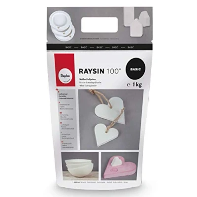 Obrázek Rayher 3410302 Raysin 100 licí prášek, odlévací hmota bílá, reliéfní vytvrzující na vzduchu a bez zápachu, 1 kg