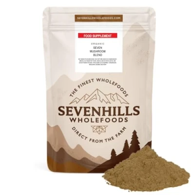 Obrázek Sevenhills Wholefoods Bio 7 houbový prášek směs 100 g, Reishi, chaga, shiitake, maitake, lví hříva, Cordyceps &amp; Tremella
