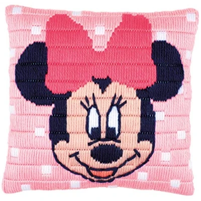 Obrázek Vervaco napínací přímočará polštář Disney Minnie Mouse, výšivky Vyznačená balení, Vorbeze jednostranný, bavlna, vícebarevná, 25 x 0,3 cm