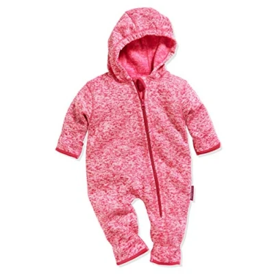 Obrázek Playshoes Kojenecký flísový overal, prodyšný unisex overal pro chlapce a dívky s dlouhým zipem kapucí, barevně odlišený, růžový pletený fleece
