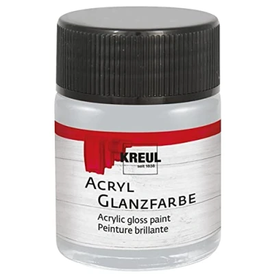 Obrázek KREUL 79516 akrylová lesklá barva, 50 ml sklo ve stříbrné barvě, hladká barva pro malování a kutilství, na vodní bázi, odolná proti slinám, rychleschnoucí krycí