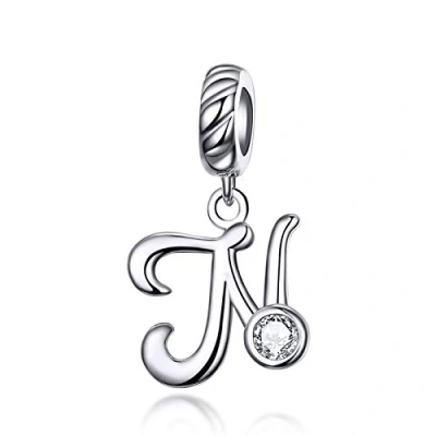 Obrázek LaMenars Damen Charm Anhänger Alphabet Buchstabe 925 Sterling Silber passend für, Chamilia und europäische Armbänder &amp; Halsketten (Buchstabe N)