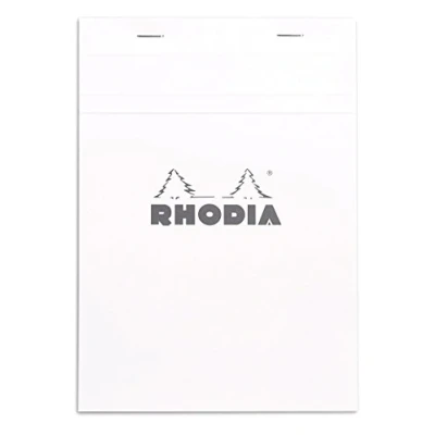 Obrázek Rhodia Závěsný zápisník, kostkovaný bílý / stříbrný, 80 g, DIN A5 148 x 210 mm, listů, mikroperforovaný, kryt
