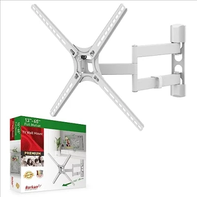 Obrázek Barkan Weiß TV Wandhalterung, 13 65 Zoll Schwenkbar / Neigbar Vollbewegung flach &amp; curved Fernseher Halterung, hält bis 40Kg, Patentierter, für LED OLED LCD, Max. VESA 400x400