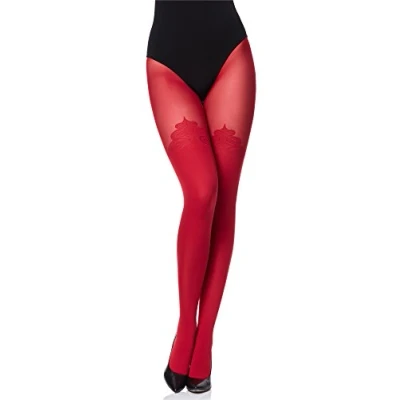 Obrázek Merry Style Dámské punčocháče se vzorem Overknee Optik MS 389 60 DEN, červená