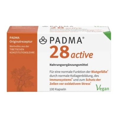 Obrázek PADMA 28 active 100 kaps. Tibetská receptura z bylin a minerálů + vitamin C. Podporuje aktivní imunitní systém, krevní cévy, regeneraci ochranu před oxidačním stresem
