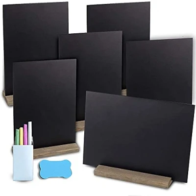 Obrázek 6 Stück Mini Tafel, Schilder Doppelseitige Kleine Menü Kreidetafel, mit Holzständern Tischplatte für Bar und Party Event Hochzeit, Geburtstag, Dekoration