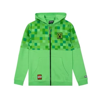 Obrázek Minecraft svetr chlapecký Creeper Zip Hoodie pro děti Gaming s kapucí chlapce, Zelená