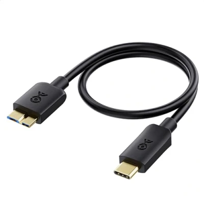 Obrázek Cable Matters 10G USB C na Micro 3. 0 kabel 0. 3m (USB B C, k 3.0 kabel) v černé barvě 0,3 metru