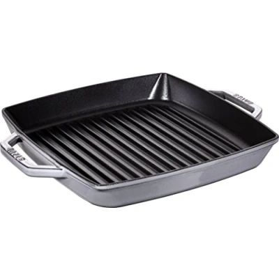Obrázek STAUB Litinová grilovací pánev se dvěma držadly, vhodná pro indukci, čtvercová, 33 cm, grafitově šedá