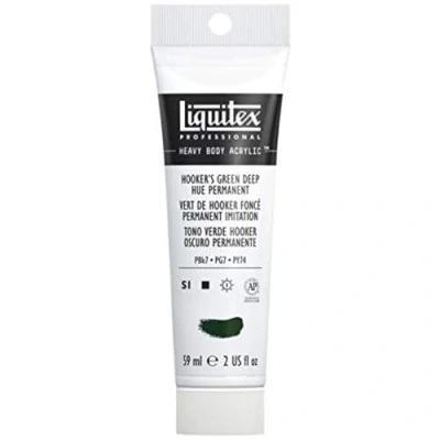 Obrázek Liquitex 1045225 Professional Heavy Body akrylová barva v umělecké kvalitě s vynikající světlostálostí máslovou konzistencí, 59 ml tuba Hookers zelená tmavě permanentní imitace.