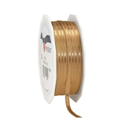 Obrázek PRÄSENT C. E. Pattberg Satin Gold, 50 m saténová stuha pro zabalení dárků, šířka 3 mm, dárková dekorování a kutilství, dekorační stuha, příležitost