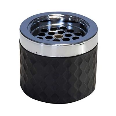 Obrázek APS 564 popelník do větru, popelník, z pochromovaného kovu, matné sklo, s bajonetovým uzávěrem, Ø 9,5 cm, výška 8 černý, malý