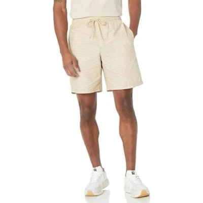 Obrázek Amazon Essentials Pánské Walkshort se stahovací šňůrkou (k dostání v nadměrné velikosti), khaki hnědé bílé proužky, S