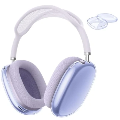 Obrázek Fintie pouzdro kompatibilní se sluchátky AirPods Max, měkké TPU čiré ochranné proti poškrábání pro AirPod Max (čirá fialová)