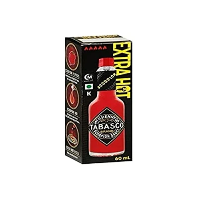 Obrázek TABASCO Scorpion omáčka velmi ostrá omáčka, 60ml skleněná láhev hodnota Scoville: 23. 000 33 20x ostřejší než průměrná horká 100% přírodní přísady
