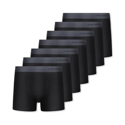 Obrázek FM London 7er Pack Boxershorts für Herren ohne Etikett Atmungsaktive, Weiche und Dehnbare Unterhosen Männer mit Hohem Baumwollanteil Schwarz,M